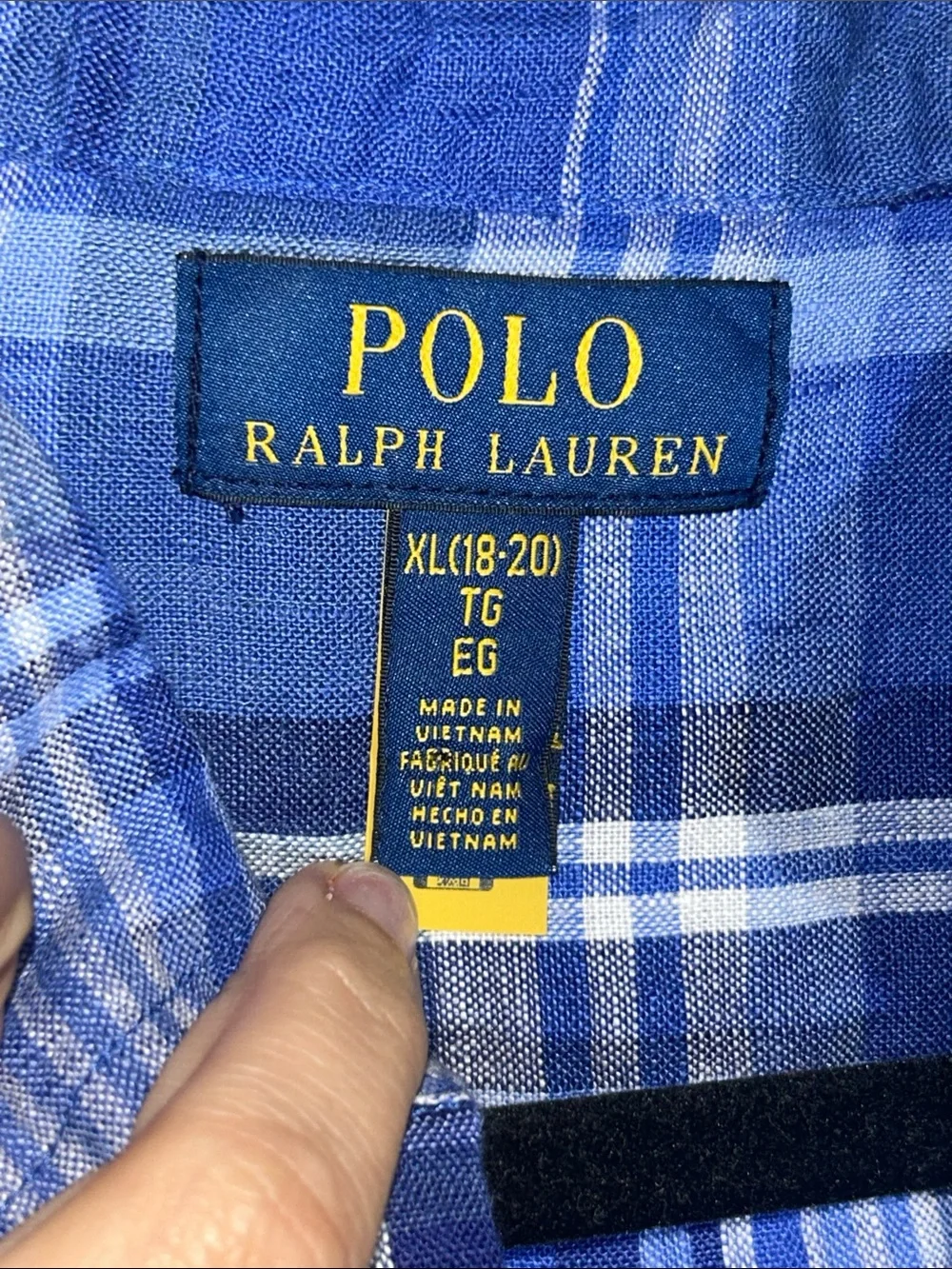 Polo by Ralph Lauren Blue Plaid Linen Short-Sleeve Button-Down Sz Xl (18-20)